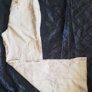 BCBGMaxazria Tabatha Linen Wide Leg Long Pant Tan Classy Business 4